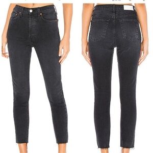 NWT Re/Done 90's High Rise Ankle Crop faded coal jeans